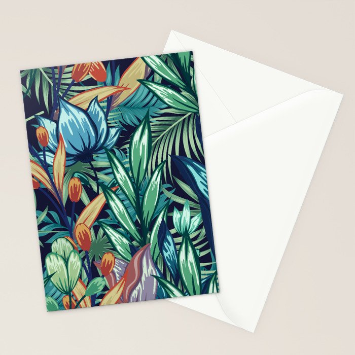Tropical Jungle Colorful Garden, Floral Prints Stationery Card Gallery Image 2