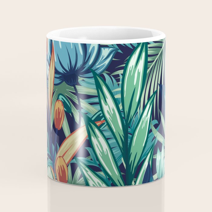 Tropical Jungle Colorful Garden, Floral Prints Coffee Mug Gallery Image 4