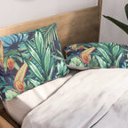 Tropical Jungle Colorful Garden, Floral Prints Pillow Sham Gallery Image 2