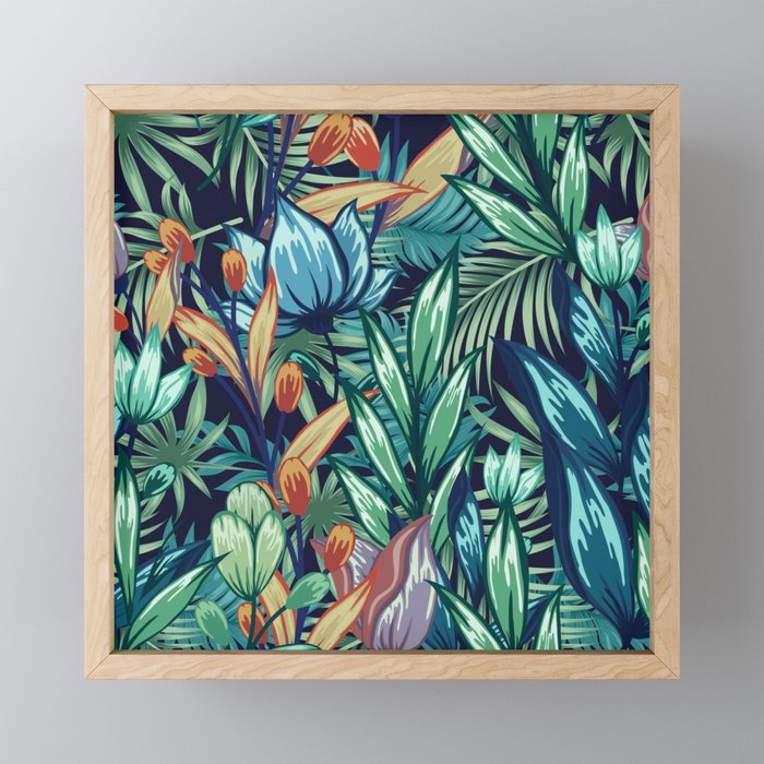 Tropical Jungle Colorful Garden, Floral Prints Mini Art Print Gallery Image 1