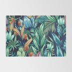 Tropical Jungle Colorful Garden, Floral Prints Rug Gallery Image 2