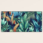Tropical Jungle Colorful Garden, Floral Prints Desk Mat Gallery Image 3