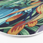 Tropical Jungle Colorful Garden, Floral Prints Bath Mat Gallery Image 3