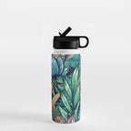 Tropical Jungle Colorful Garden, Floral Prints Water Bottle Gallery Image 1