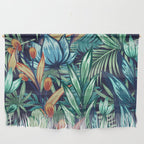 Tropical Jungle Colorful Garden, Floral Prints Wall Hanging Gallery Image 1