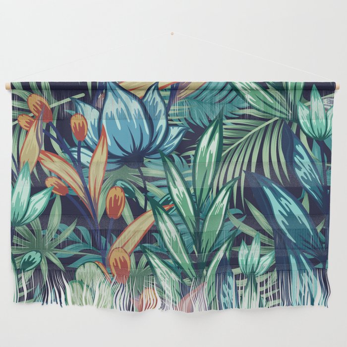 Tropical Jungle Colorful Garden, Floral Prints Wall Hanging Gallery Image 1