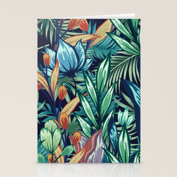 Tropical Jungle Colorful Garden, Floral Prints Stationery Card Gallery Image 1