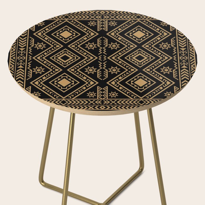 Intricate Gold and Black Tribal Surface Pattern Side Table Gallery Image 2