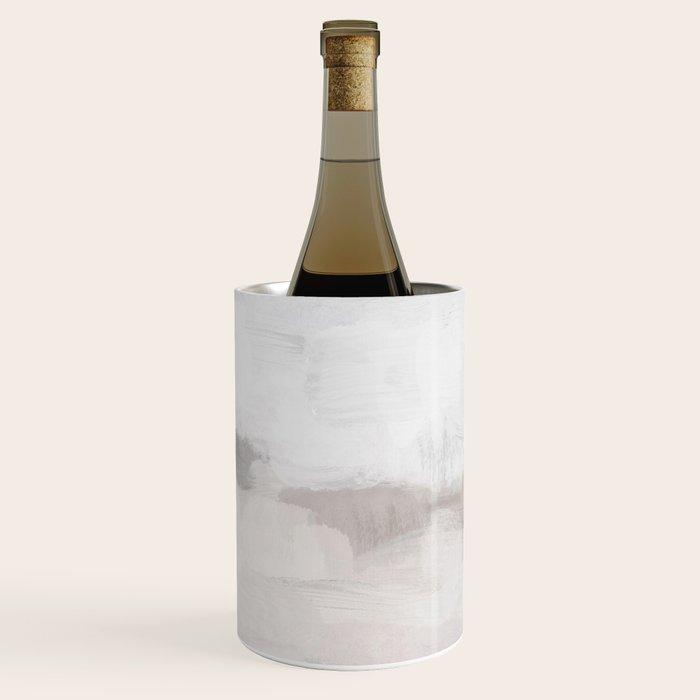 Sands of Time III - Neutral White Beige Gray Sandy Beach Ocean Gray Cloud Abstract Nature Painting Wine Chiller Gallery Image 1