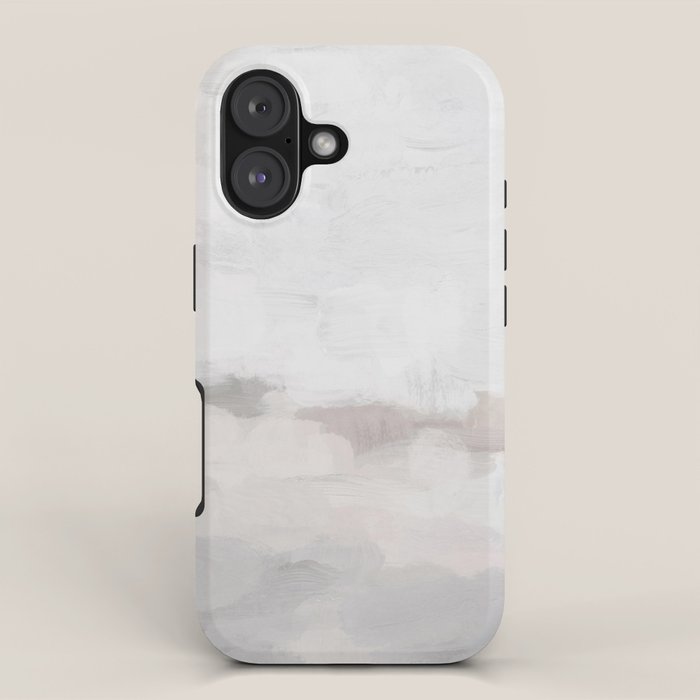 Sands of Time III - Neutral White Beige Gray Sandy Beach Ocean Gray Cloud Abstract Nature Painting iPhone Case Gallery Image 1