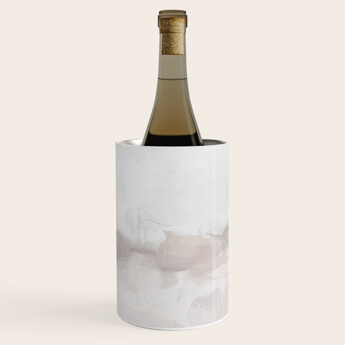 Sands of Time III - Neutral White Beige Gray Sandy Beach Ocean Gray Cloud Abstract Nature Painting Wine Chiller Gallery Image 3