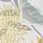 Floral Prints, Leaves and Blooms, Gray, Yellow and Aqua Wall Tapestry Gallery Image 3