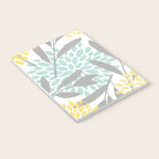 Floral Prints, Leaves and Blooms, Gray, Yellow and Aqua Notebook Gallery Image 3