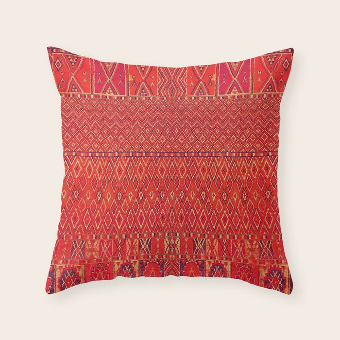 Orange Traditional Moroccan Berber Rug Design B30 Throw Pillow Gallery Image 1