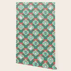 Christmas Dogs Festive Furry Holiday Ornaments Damask Dark Green  Wallpaper Gallery Image 2