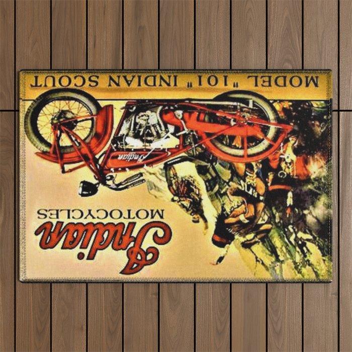 Classic Indian Roadmaster Biker Motorcycle Vintage Advertisement Poster Outdoor Rug Gallery Image 1