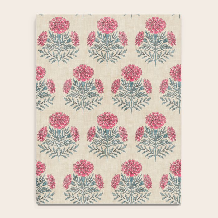 Marigold - pink and teal on linen Notebook Gallery Image 4