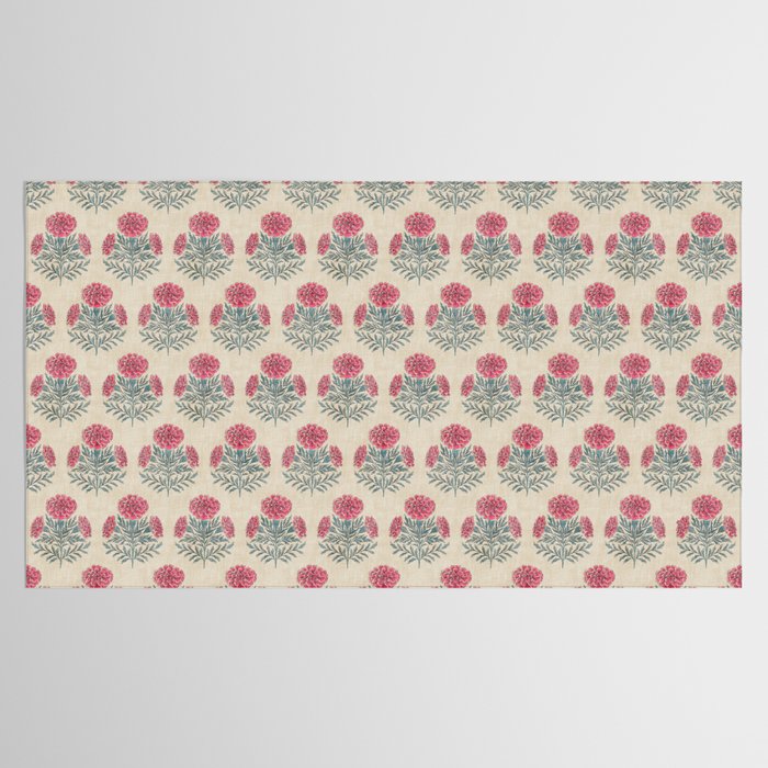 Marigold - pink and teal on linen Tablecloth Gallery Image 2