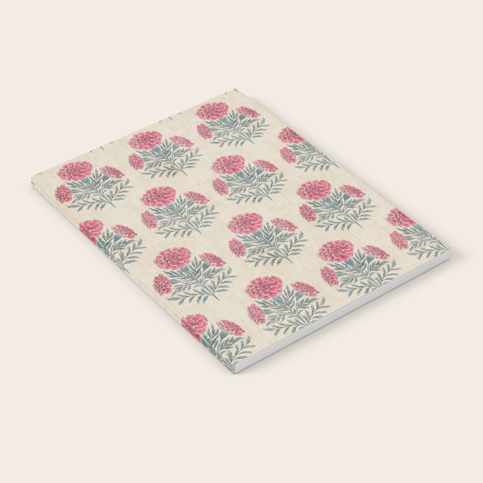 Marigold - pink and teal on linen Notebook Gallery Image 1