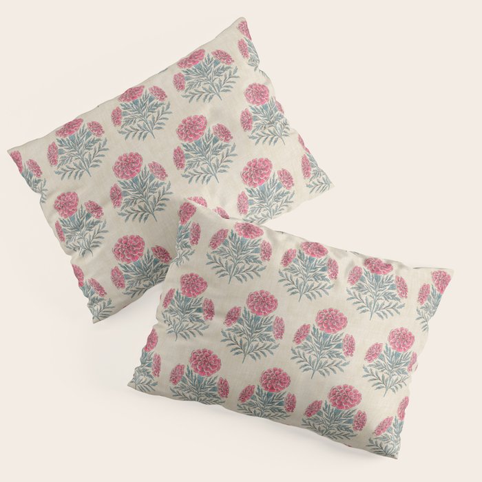 Marigold - pink and teal on linen Pillow Sham Gallery Image 3