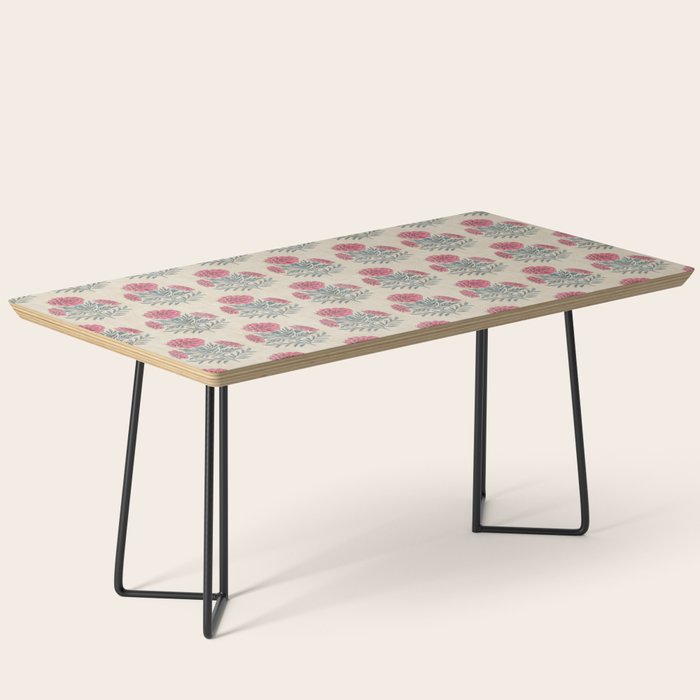 Marigold - pink and teal on linen Coffee Table Gallery Image 1