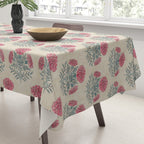 Marigold - pink and teal on linen Tablecloth Gallery Image 3