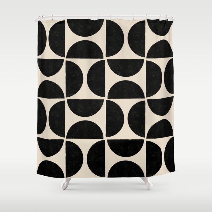 Half Moons in Black + Cream Shower Curtain Gallery Image 1