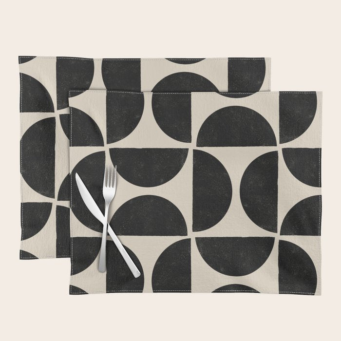 Half Moons in Black + Cream Placemat