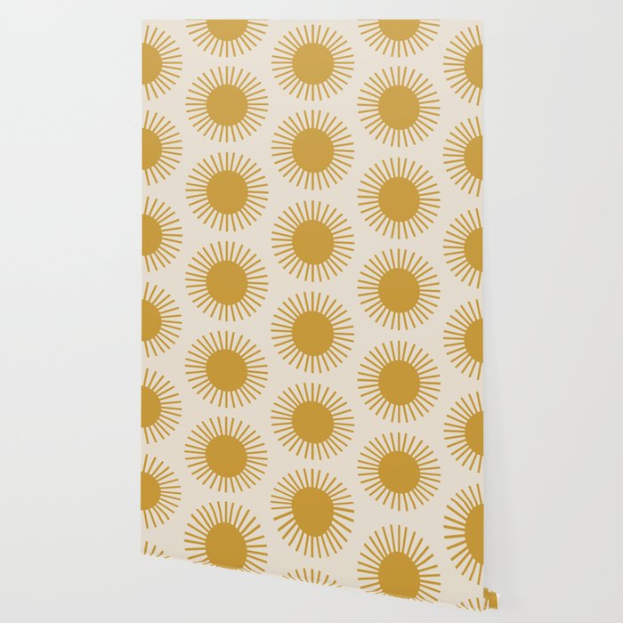 Boho Summer Sun Pattern I Golden Wallpaper Gallery Image 2