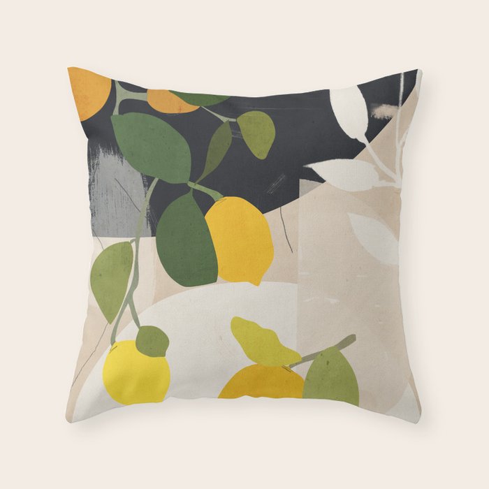 Lemon Abstract Art Throw Pillow Gallery Image 6