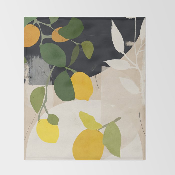 Lemon Abstract Art Throw Blanket Gallery Image 2
