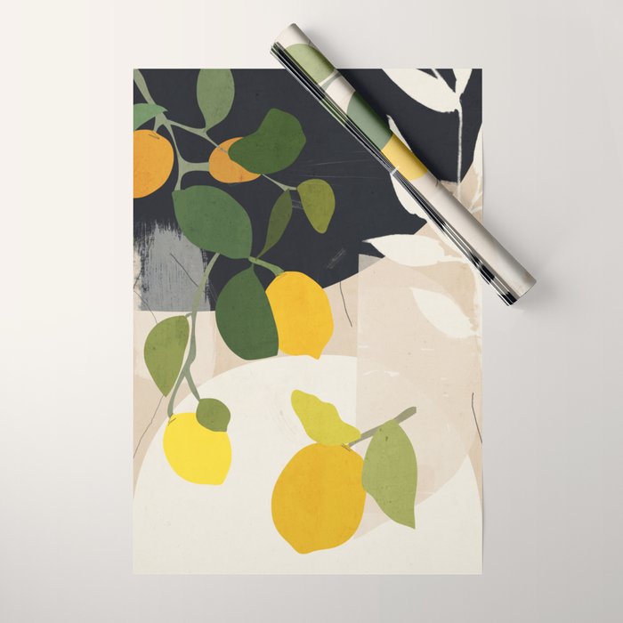 Lemon Abstract Art Wrapping Paper Gallery Image 1