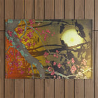 Night of Lights - Forest Nature Ukiyo Landscape in Yellow, Orange, Red & Black Outdoor Rug Gallery Image 1