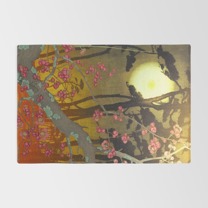 Night of Lights - Forest Nature Ukiyo Landscape in Yellow, Orange, Red & Black Rug Gallery Image 2