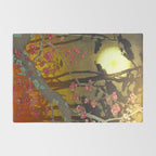 Night of Lights - Forest Nature Ukiyo Landscape in Yellow, Orange, Red & Black Rug Gallery Image 2