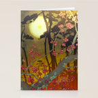 Night of Lights - Forest Nature Ukiyo Landscape in Yellow, Orange, Red & Black Stationery Card Gallery Image 2