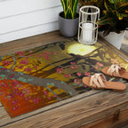 Night of Lights - Forest Nature Ukiyo Landscape in Yellow, Orange, Red & Black Outdoor Rug Gallery Image 2
