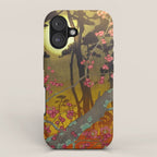 Night of Lights - Forest Nature Ukiyo Landscape in Yellow, Orange, Red & Black iPhone Case Gallery Image 1