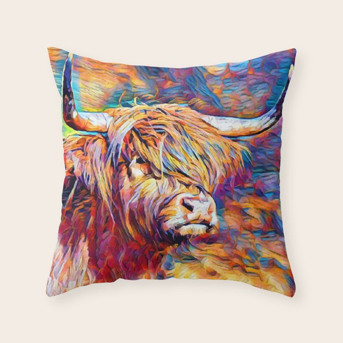 Highland Cow 6 Throw Pillow Gallery Image 6