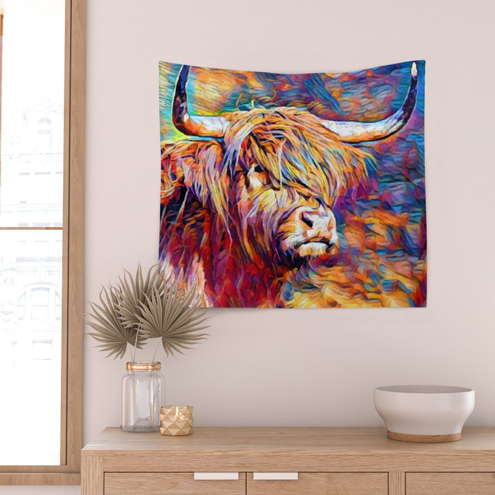 Highland Cow 6 Wall Tapestry Gallery Image 2
