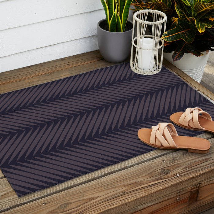 Palm Leaf Pattern - Midnight Outdoor Rug Gallery Image 2