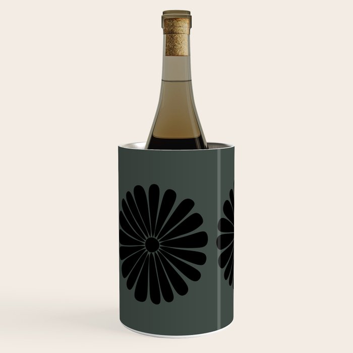 Retro Daisy Abstract IX Earthy Green Bold Floral Wine Chiller Gallery Image 2