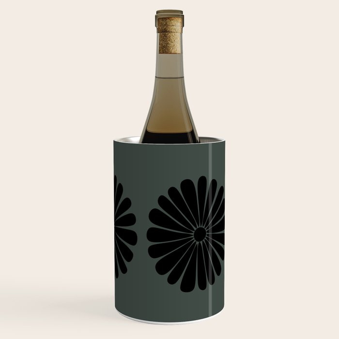 Retro Daisy Abstract IX Earthy Green Bold Floral Wine Chiller Gallery Image 3