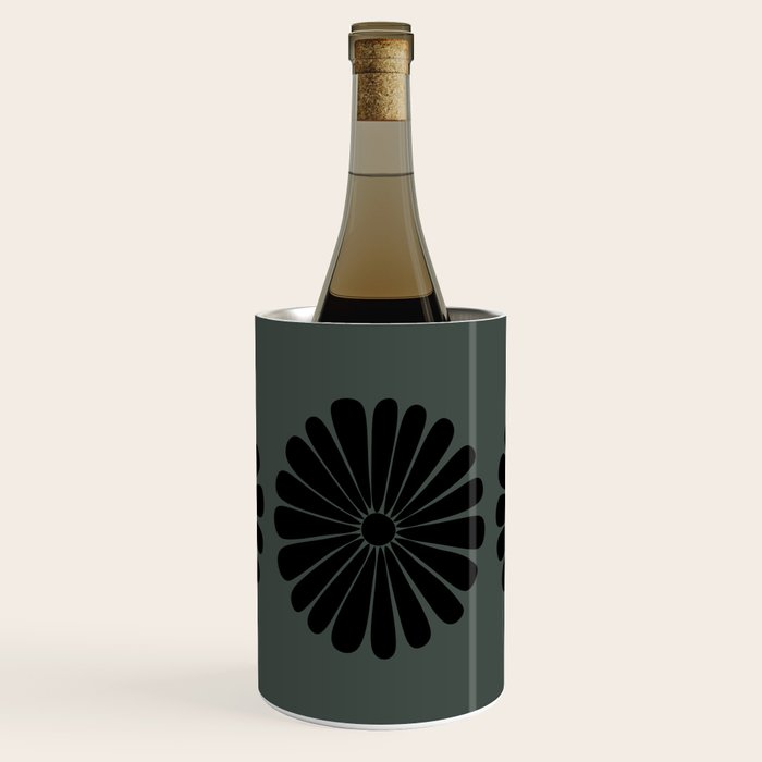 Retro Daisy Abstract IX Earthy Green Bold Floral Wine Chiller Gallery Image 1