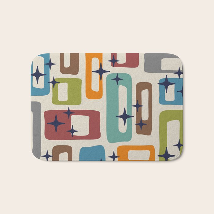 Retro Mid Century Modern Abstract Pattern 224 Atomic Googie Bath Mat Gallery Image 1