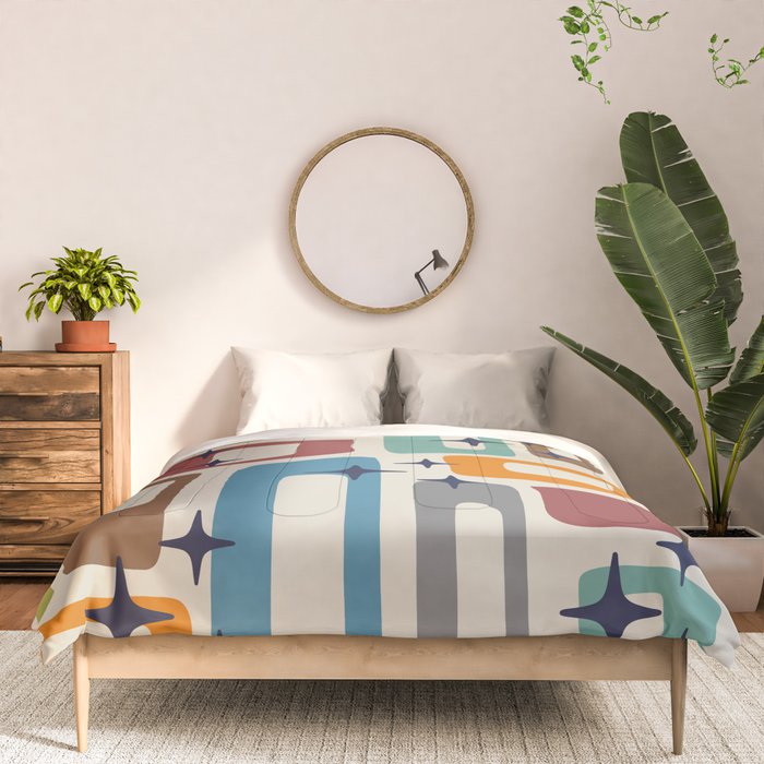 Retro Mid Century Modern Abstract Pattern 224 Atomic Googie Comforter Gallery Image 3