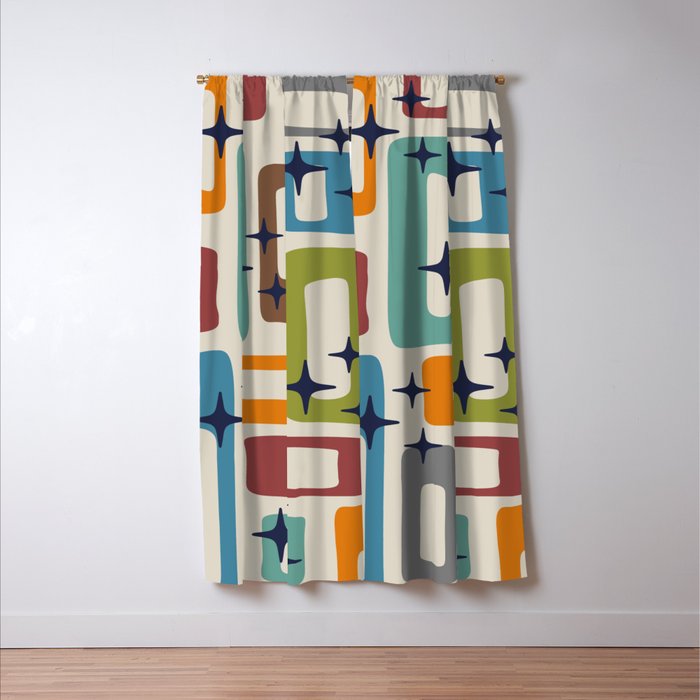 Retro Mid Century Modern Abstract Pattern 224 Atomic Googie Window Curtain Gallery Image 3