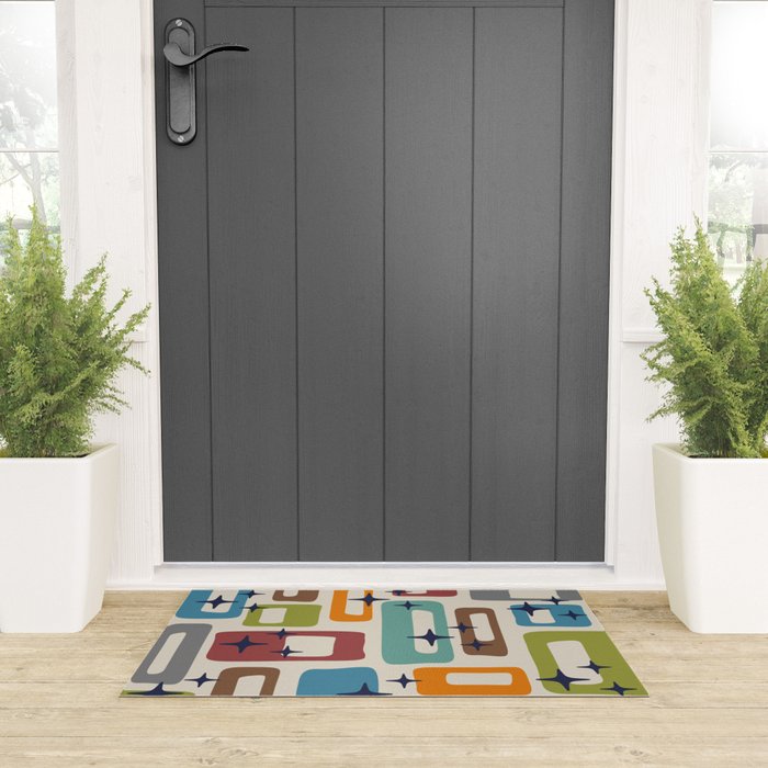 Retro Mid Century Modern Abstract Pattern 224 Atomic Googie Welcome Mat Gallery Image 3