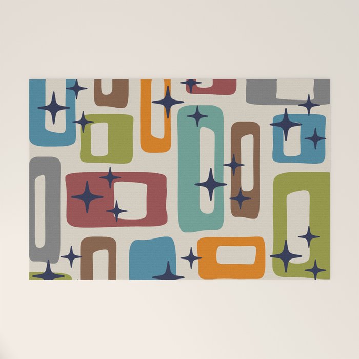 Retro Mid Century Modern Abstract Pattern 224 Atomic Googie Welcome Mat Gallery Image 1