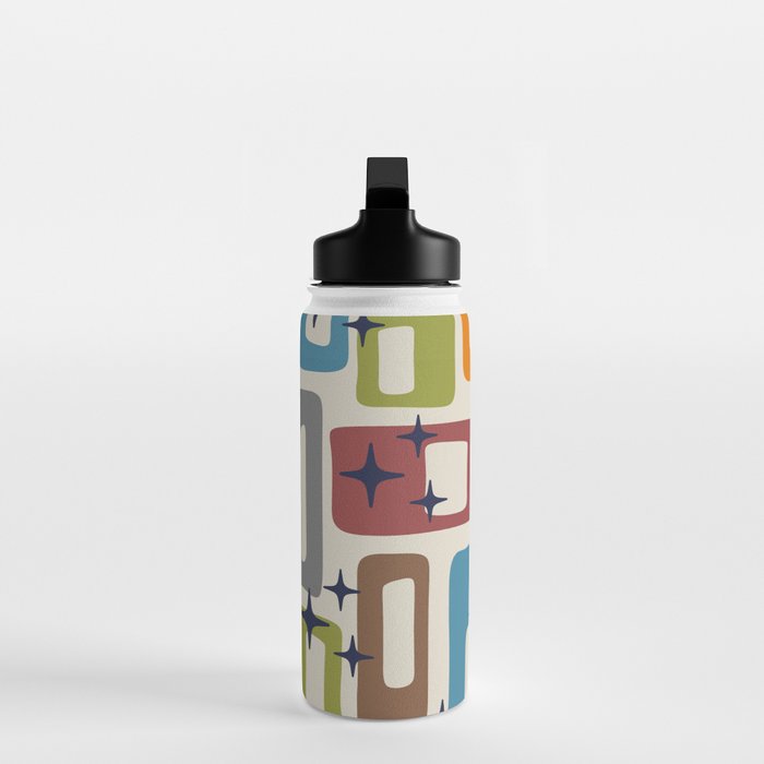 Retro Mid Century Modern Abstract Pattern 224 Atomic Googie Water Bottle Gallery Image 3